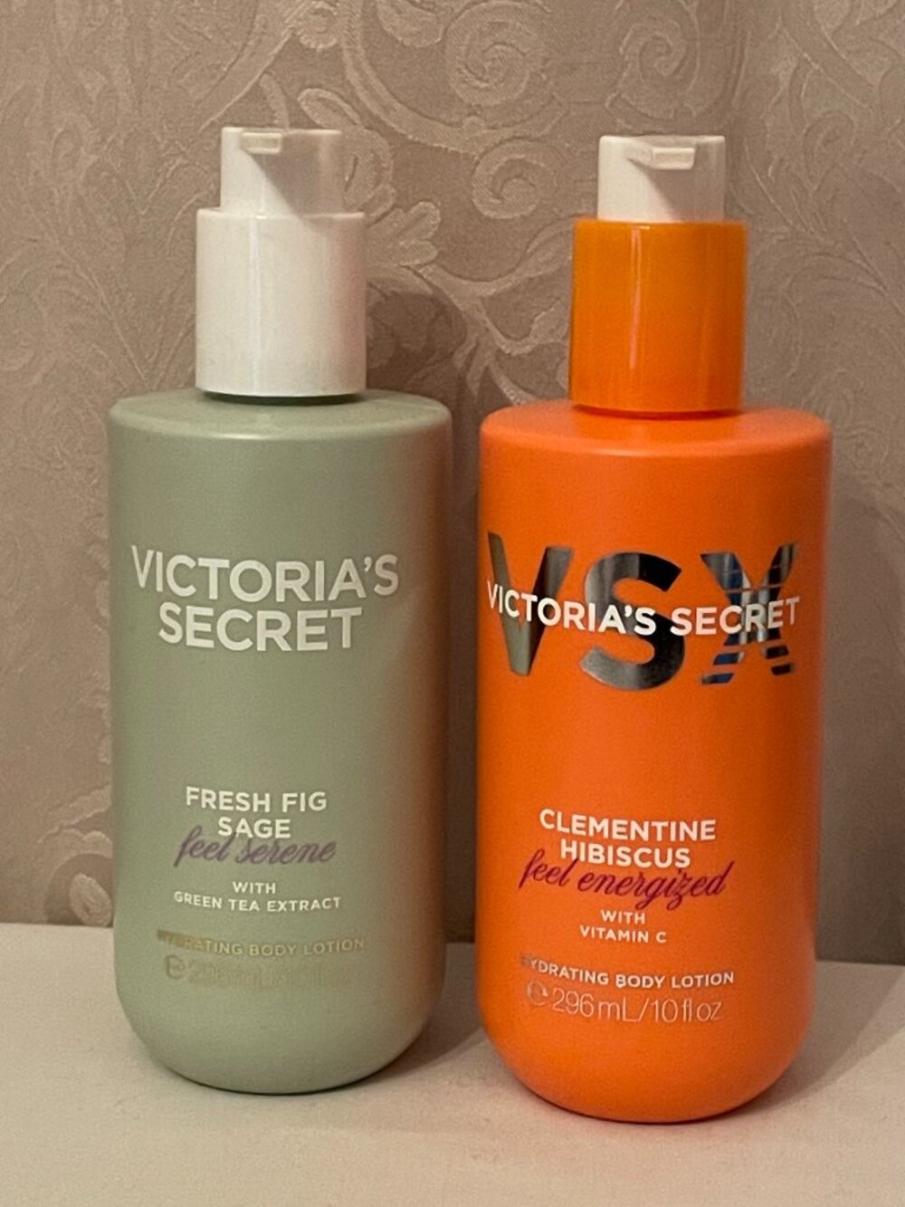 Victoria's Secret Fresh Fig Sage & Clementine Hibiscus Body Lotions Bundle of 2
